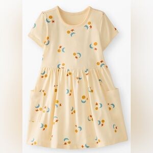 Hanna Andersson Cream Dress with Star and Moon Print